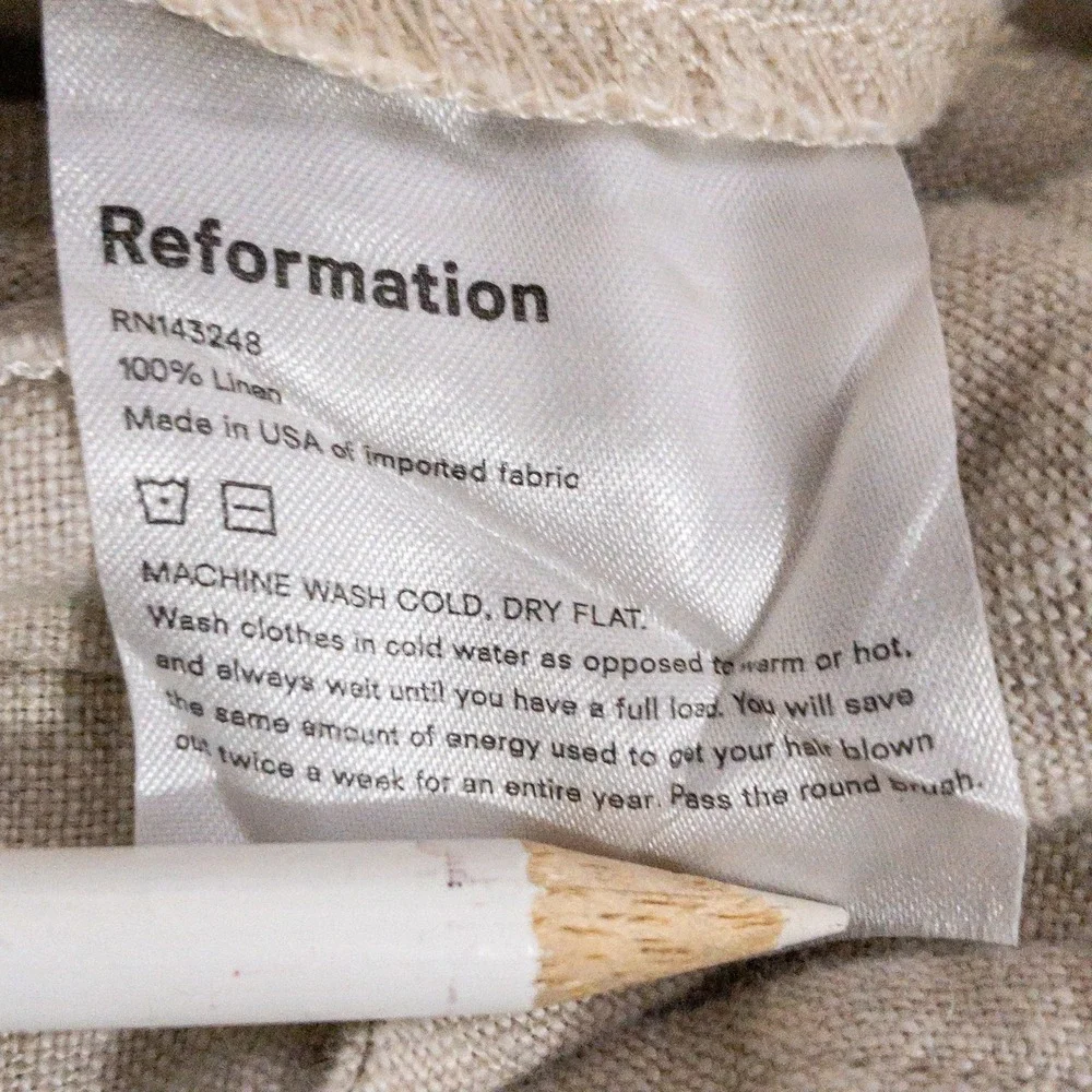 Reformation Linen Pants Womens Size 12 (35x26) Beige Tie Casual Neutral Norman